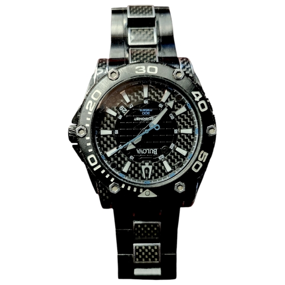 Bulova Mens 98B153 Precisionist 46mm Black Stainless Steel Carbon